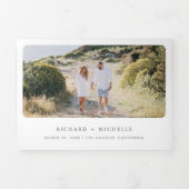 トロピカルシルバーパーム写真QRコード結婚ズ 三つ折り招待状 (カバー)