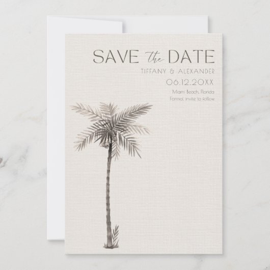 トロピカルシンプルビーチ結婚式写真 セーブザデート (正面)