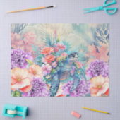 トロピカルシーカメ&ウォータカラー花模様 薄葉紙 (クラフト)