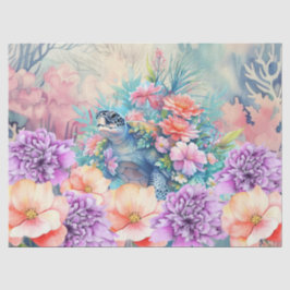 トロピカルシーカメ&ウォータカラー花模様 薄葉紙