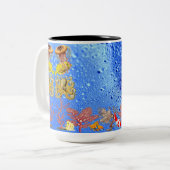 トロピカルシーカラフルマリンライフ深いブルー海  ツートーンマグカップ (正面左)