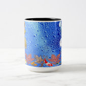 トロピカルシーカラフルマリンライフ深いブルー海  ツートーンマグカップ (中央)