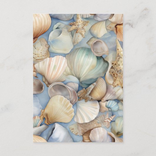 トロピカルシーシェルのシーンモダンウェディングレセプション エンクロージャーカード (裏面)