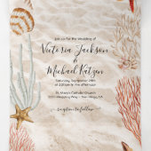 トロピカルシーシェルアンドコーラルサンディビーチ結婚式Tr 三つ折り招待状 (内部中)