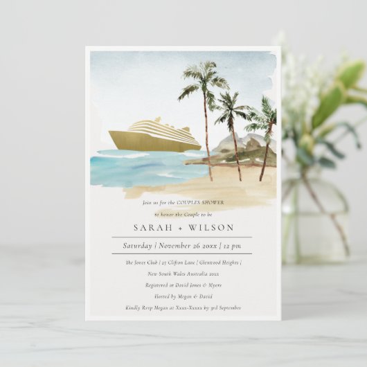 トロピカルシースケープクルーズカップルシャワー招待状 サンキューカード (スタンド正面)