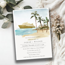 トロピカルシースケープクルーズカップルシャワー招待状