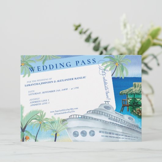 トロピカルシースケープクルーズデスティネーションウェディングパス 招待状 (スタンド正面)