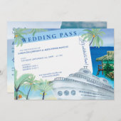 トロピカルシースケープクルーズデスティネーションウェディングパス 招待状 (正面/裏面)