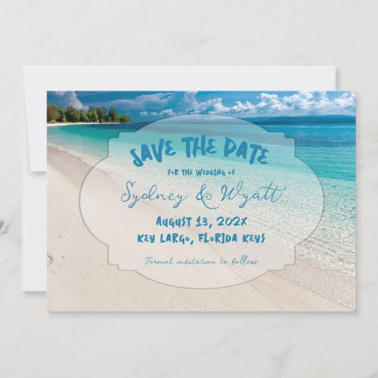 トロピカルシーズ2枚の写真が日付カードを保存 招待状 (正面)