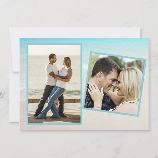 トロピカルシーズ2枚の写真が日付カードを保存 招待状 (裏面)