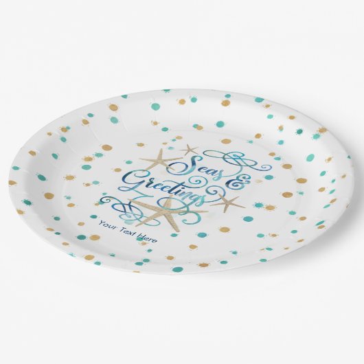 トロピカルシーソンのグリーティングドットパーティー ペーパープレート (アングル)