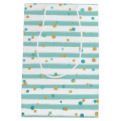 トロピカルシーソンの挨拶、アクアストライプ・ドット ミディアムペーパーバッグ (裏面)