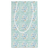 トロピカルシーソンの挨拶、ティール（緑がかった色）ストライプとドット スモールペーパーバッグ