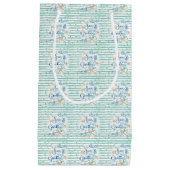 トロピカルシーソンの挨拶、ティール（緑がかった色）ストライプとドット スモールペーパーバッグ