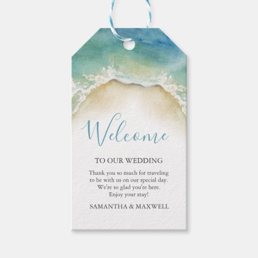 トロピカルシータートルウェルカムウォーターカラーギフトラベル ギフトタグ (正面)