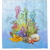 トロピカルシーライフブルー シャワーカーテン (正面)