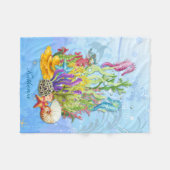 トロピカルシーライフブルー フリースブランケット (正面(横))