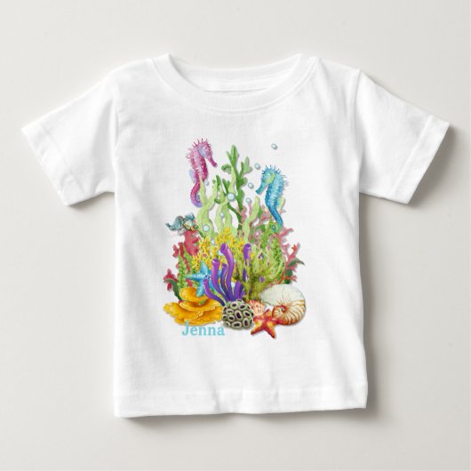 トロピカルシーライフブルー ベビーTシャツ (正面)