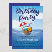 トロピカルシー30歳誕生日パーティー 招待状 (正面/裏面)