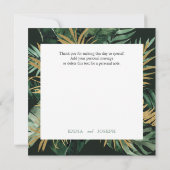トロピカルシ葉ックパーム緑「ありがとう」カード セーブザデート (裏面)