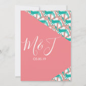 トロピカルジオパームコーラルフェザーブライダルシャワー 招待状 (裏面)