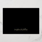 トロピカルジオメトリックブラック&ゴールド結婚フォイル 箔招待状 (裏面)