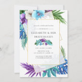 トロピカルジオメ結婚トリの花嫁ランチョン 招待状 (正面)