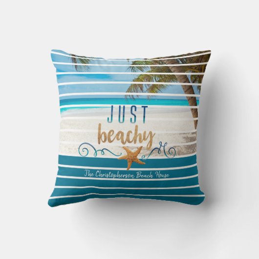 トロピカルジャストビーチイビーチツートーンパーソナライズされた クッション (裏面)
