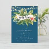 トロピカルジャングルのネイビー ブライダルシャワー招待状 招待状 (スタンド正面)