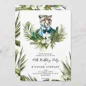 トロピカルジャングルのヒョウ 40歳の誕生日パーティー 招待状 (正面/裏面)