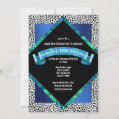 トロピカルジャングルの動物柄の花葉の誕生日 招待状 (正面)