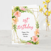 トロピカルジャングルの花の誕生日 カード (黄色い花)