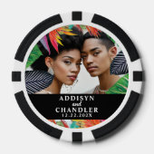 トロピカルジャングルの花を纏うエレガントなエンゲージメントウェディング ポーカーチップ (正面)