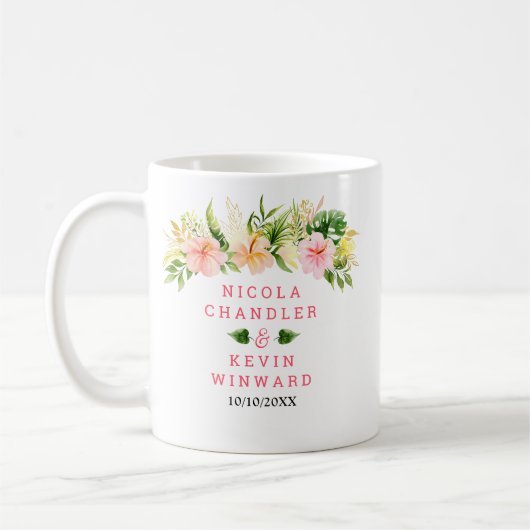 トロピカルジャングルの花嫁衣裳 ウェディング コーヒーマグカップ (左)