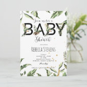 トロピカルジャングルの葉のベビーシャワー招待状 招待状 (スタンド正面)