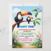 トロピカルジャングルの誕生日パーティー子供へ招待 招待状 (正面)