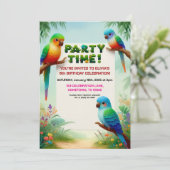 トロピカルジャングルの誕生日パーティー子供へ招待 招待状 (スタンド正面)