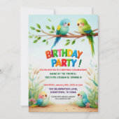トロピカルジャングルの誕生日パーティー子供へ招待 招待状 (正面)