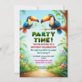 トロピカルジャングルの誕生日パーティー子供へ招待 招待状 (正面)