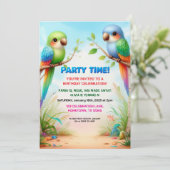 トロピカルジャングルの誕生日パーティー子供へ招待 招待状 (スタンド正面)