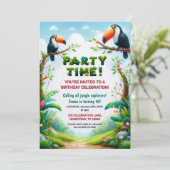 トロピカルジャングルの誕生日パーティー子供へ招待 招待状 (スタンド正面)