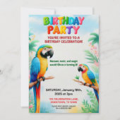 トロピカルジャングルの誕生日パーティー子供へ招待 招待状 (正面)