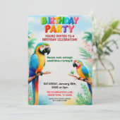 トロピカルジャングルの誕生日パーティー子供へ招待 招待状 (スタンド正面)