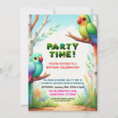 トロピカルジャングルの誕生日パーティー子供へ招待 招待状 (正面)