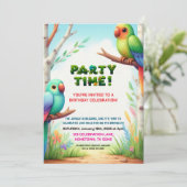 トロピカルジャングルの誕生日パーティー子供へ招待 招待状 (スタンド正面)