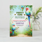 トロピカルジャングルの誕生日パーティー子供へ招待 招待状 (スタンド正面)