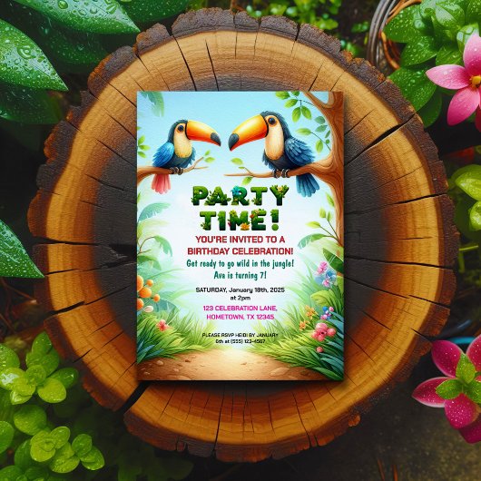 トロピカルジャングルの誕生日パーティー子供へ招待 招待状