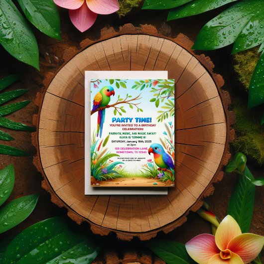 トロピカルジャングルの誕生日パーティー子供へ招待 招待状