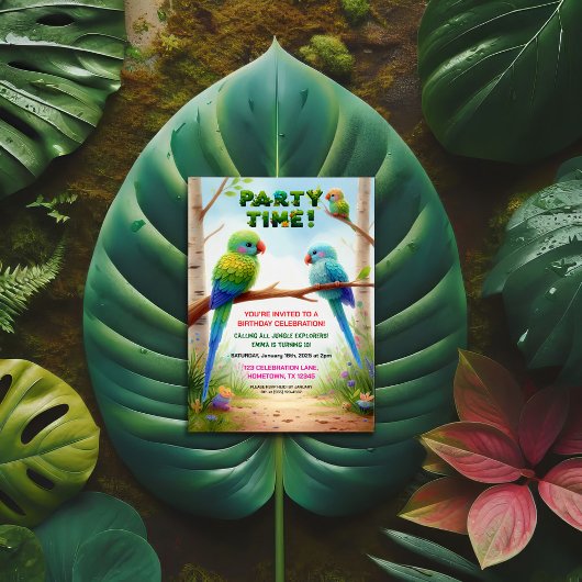 トロピカルジャングルの誕生日パーティー子供へ招待 招待状
