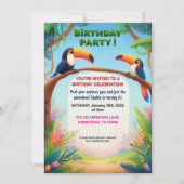 トロピカルジャングルの誕生日パーティー子供へ招待 招待状 (正面)